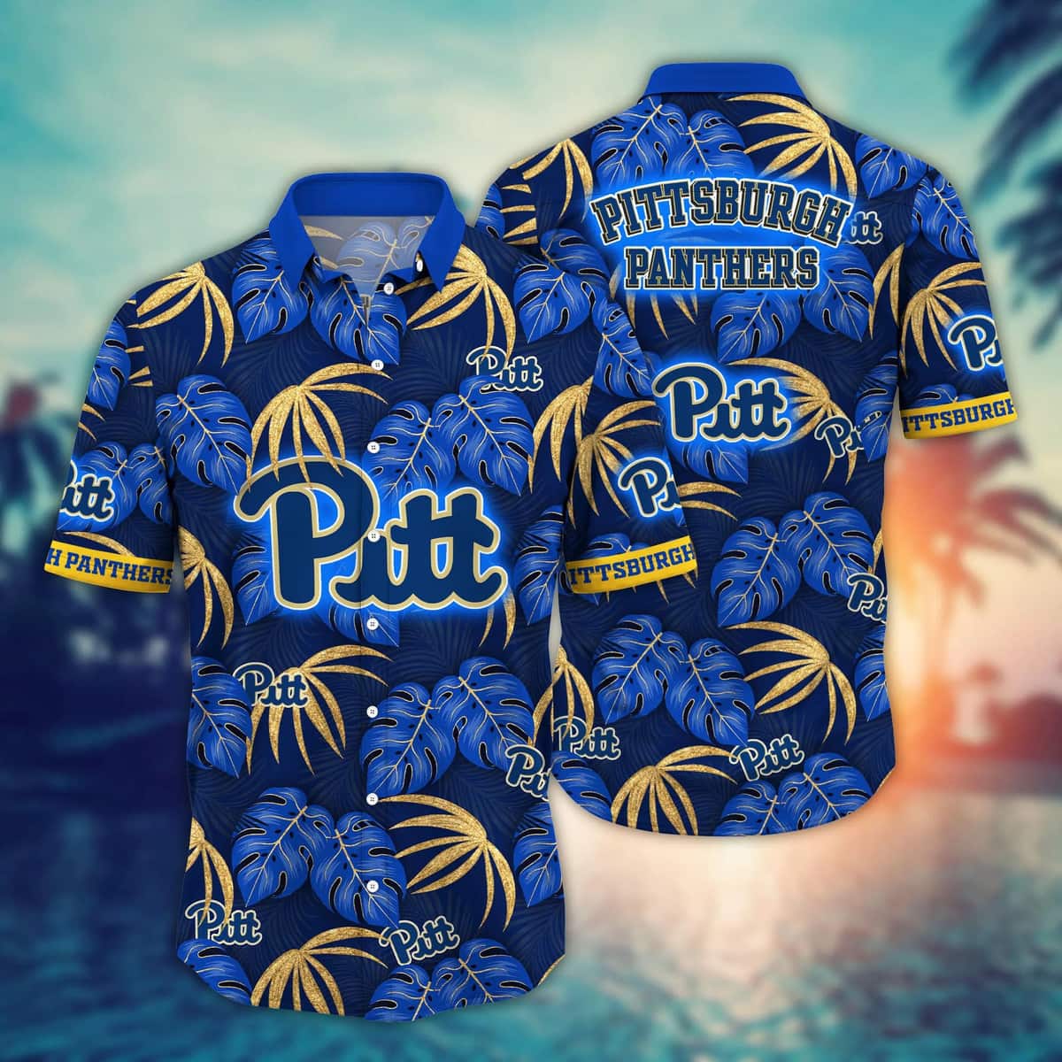 NCAA Pitt Panthers Hawaiian Shirt Palm Leaves Trendy Summer Gift NCAA Pitt Panthers Hawaiian Shirt Palm Leaves Trendy Summer Gift