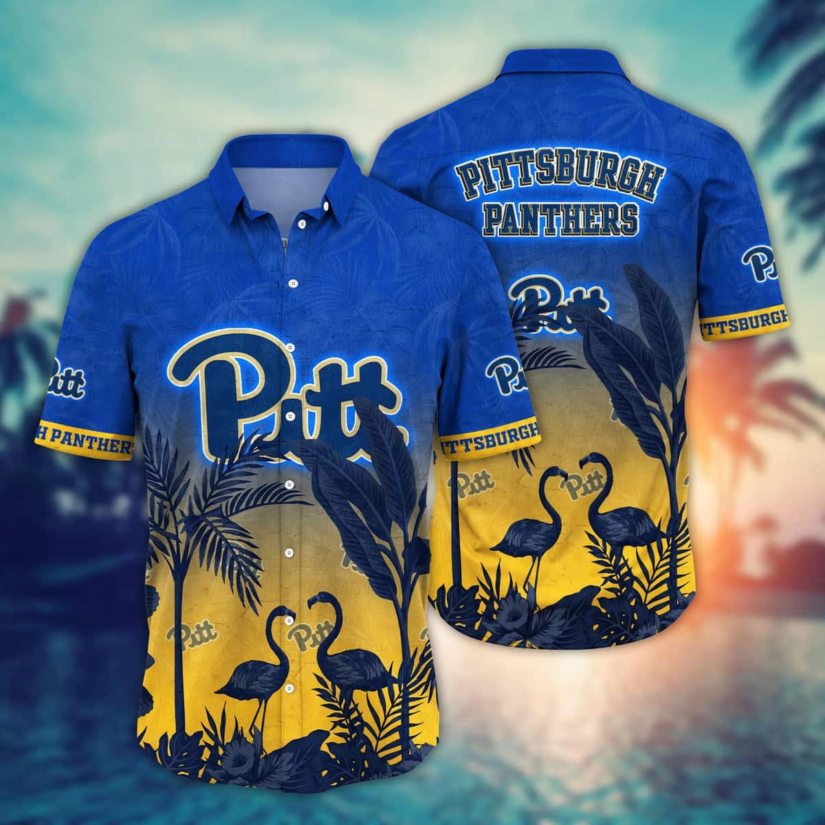 Vintage Aloha NCAA Pitt Panthers Hawaiian Shirt Tropical Flamingo Summer Vacation Gift Vintage Aloha NCAA Pitt Panthers Hawaiian Shirt Tropical Flamingo Summer Vacation Gift