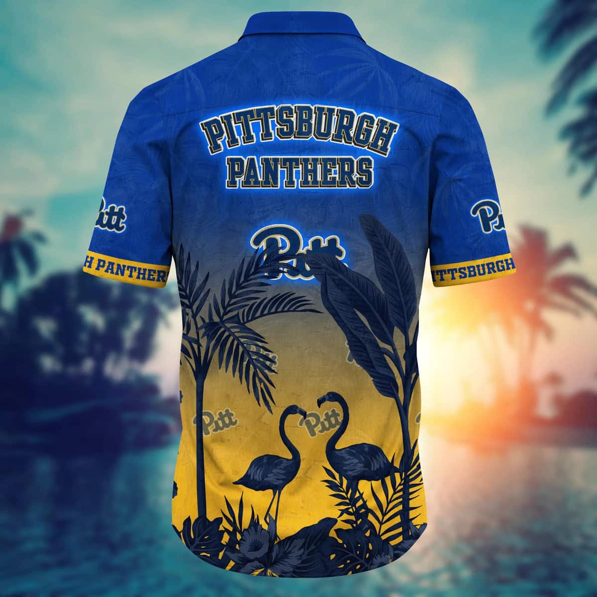 Vintage Aloha NCAA Pitt Panthers Hawaiian Shirt Tropical Flamingo Summer Vacation Gift