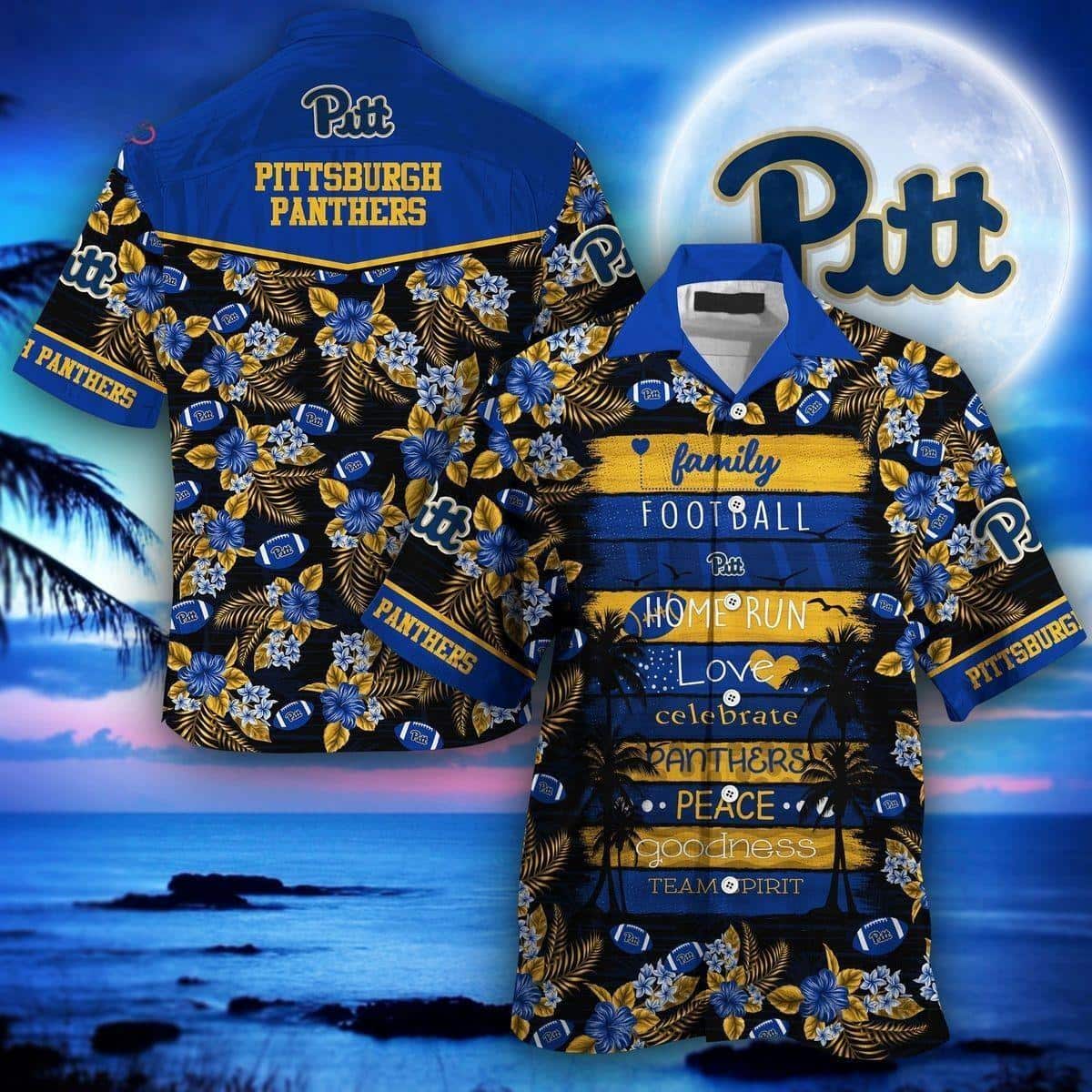 NCAA Pitt Panthers Hawaiian Shirt Family Football Homerun Team Spirit NCAA Pitt Panthers Hawaiian Shirt Family Football Homerun Team Spirit