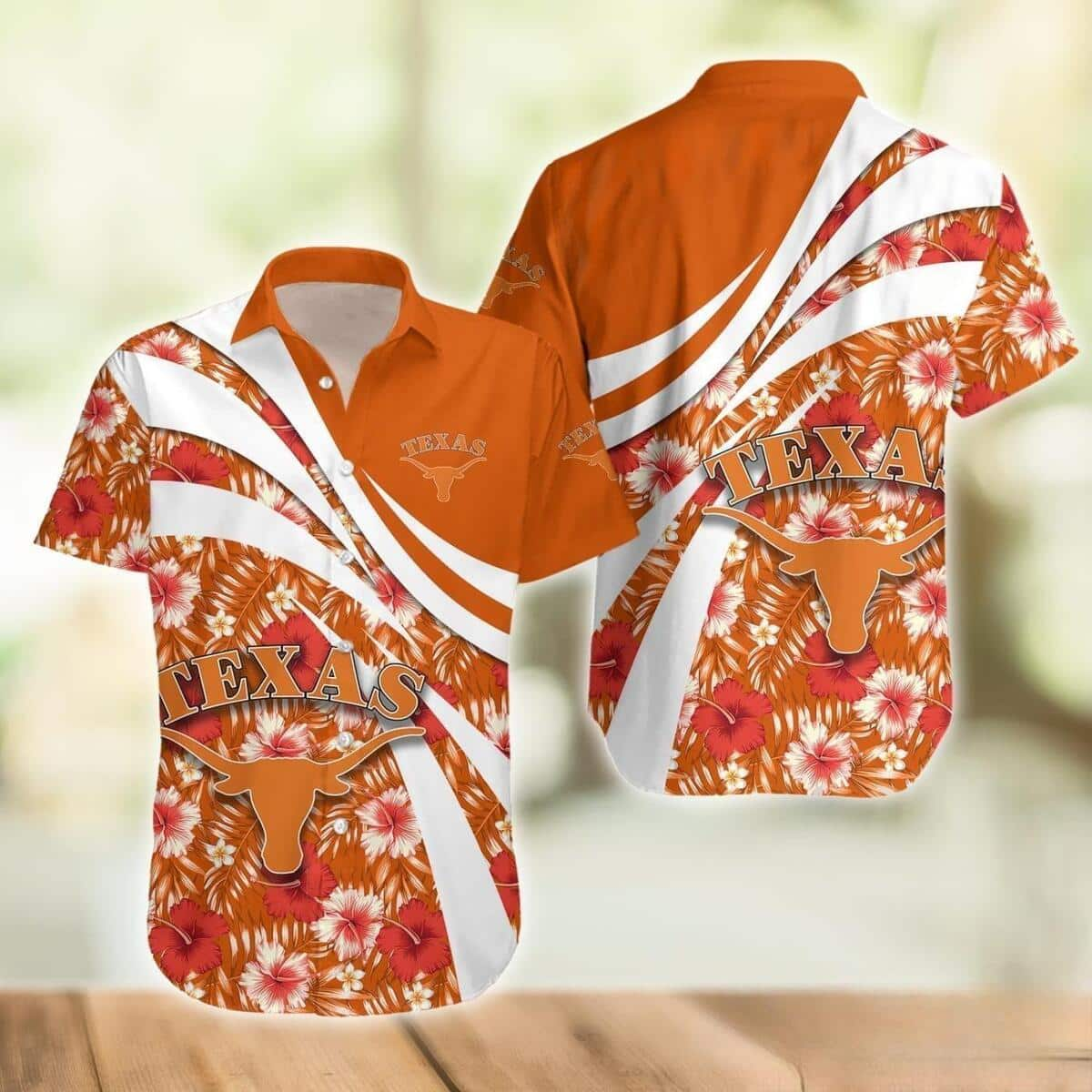 Summer Aloha NCAA Texas Longhorns Hawaiian Shirt Hibiscus Flower Best Beach Gift