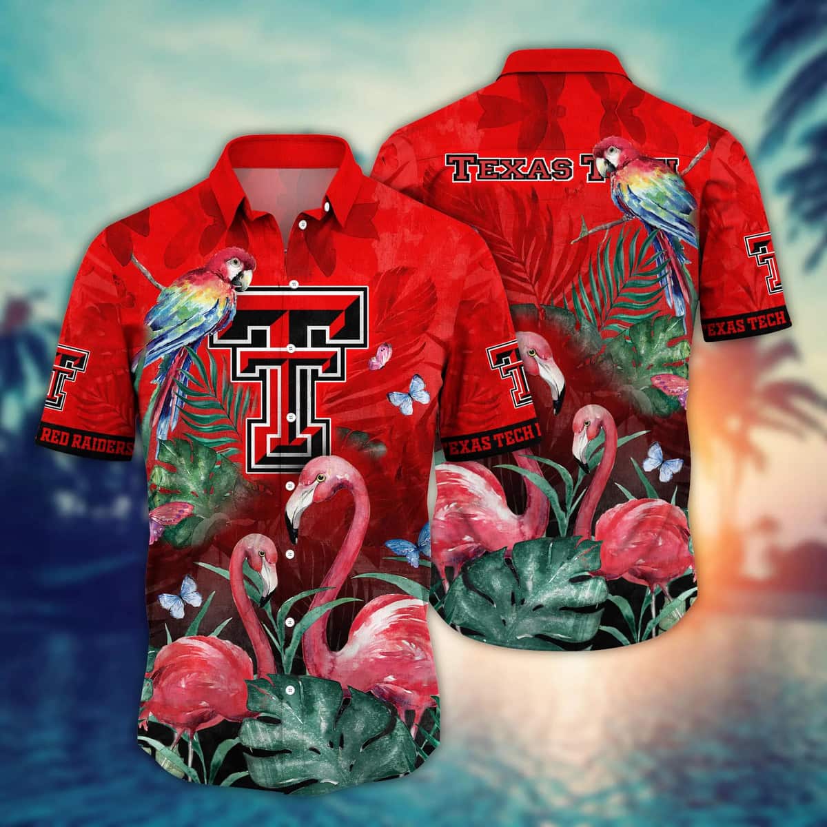 Flamingo Aloha NCAA Texas Tech Hawaiian Shirt Gift For Beach Trip Flamingo Aloha NCAA Texas Tech Hawaiian Shirt Gift For Beach Trip