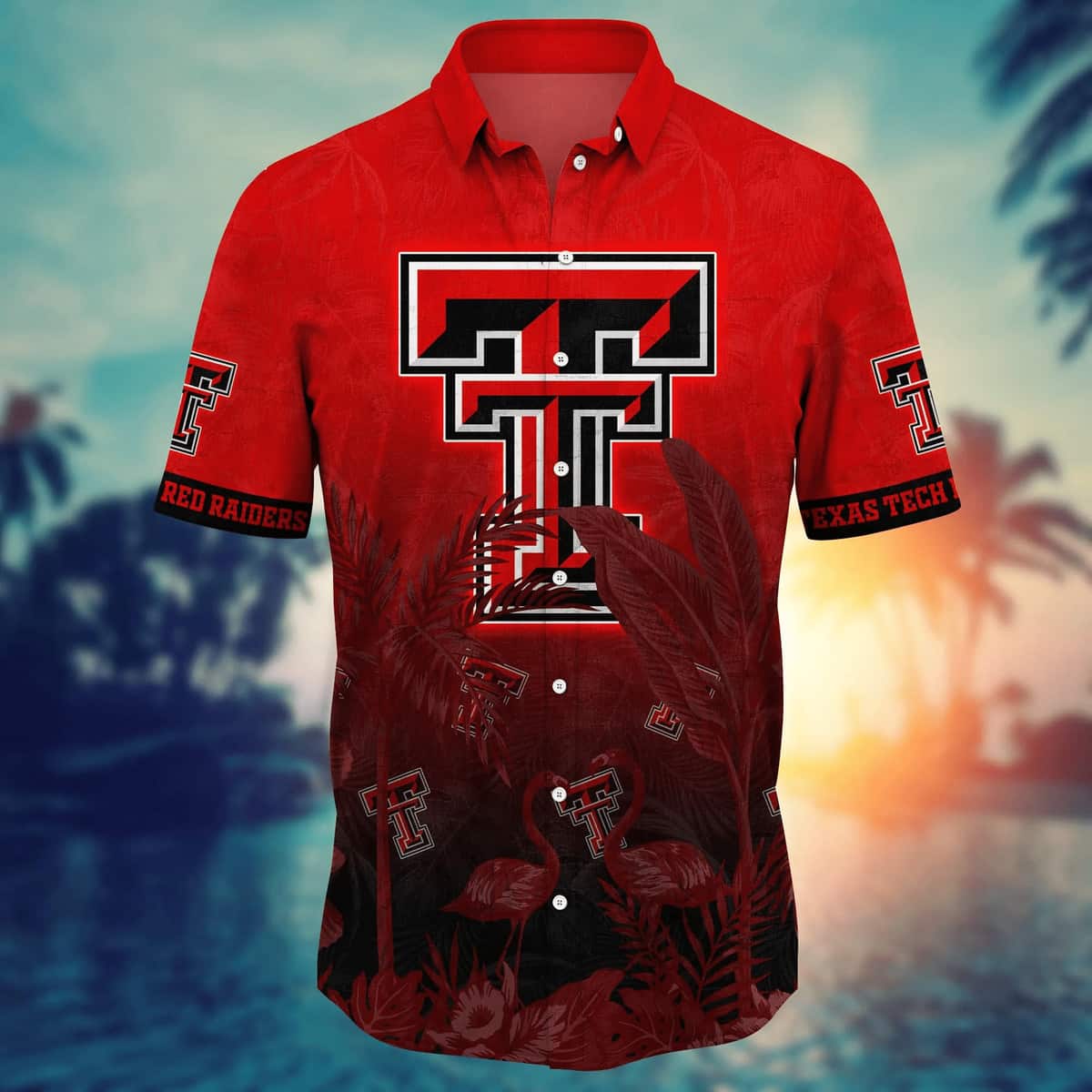 NCAA Texas Tech Hawaiian Shirt Flamingos And Banana Trees Gift For Beach Trip NCAA Texas Tech Hawaiian Shirt Flamingos And Banana Trees Gift For Beach Trip