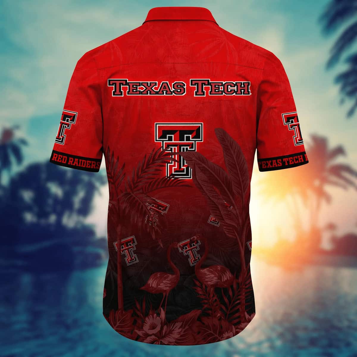 NCAA Texas Tech Hawaiian Shirt Flamingos And Banana Trees Gift For Beach Trip NCAA Texas Tech Hawaiian Shirt Flamingos And Banana Trees Gift For Beach Trip