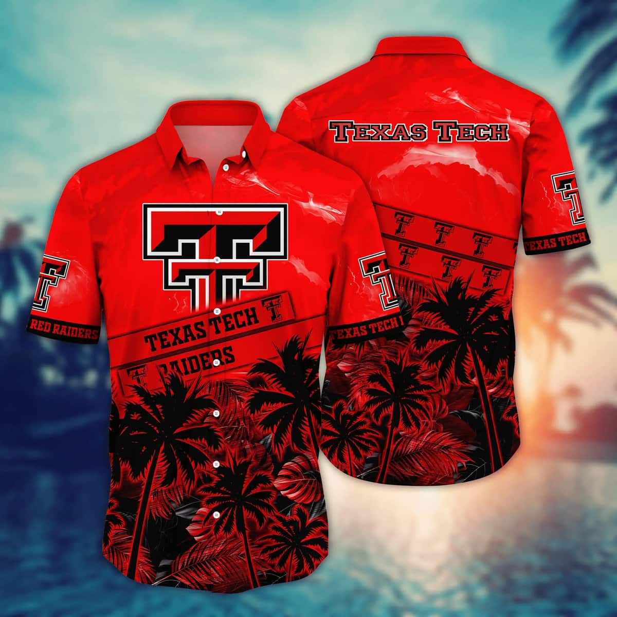 Vintage Aloha NCAA Texas Tech Hawaiian Shirt Palm Trees Gift For Beach Lovers