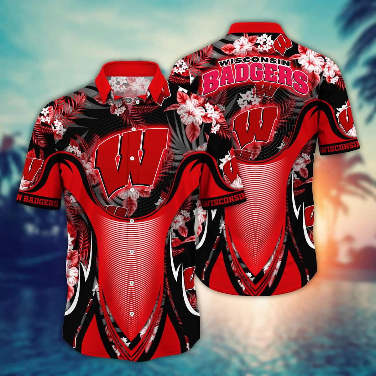 Summer Aloha NCAA Wisconsin Badgers Hawaiian Shirt Beach Gift For Dad