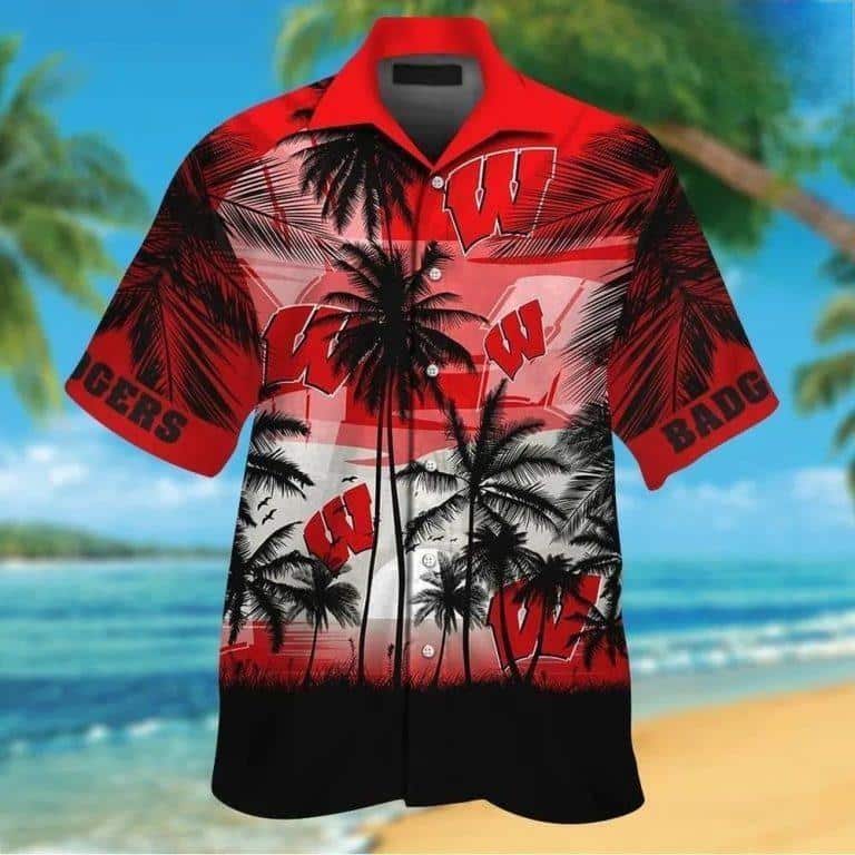 Vintage Aloha NCAA Wisconsin Badgers Hawaiian Shirt Beach Vacation Gift