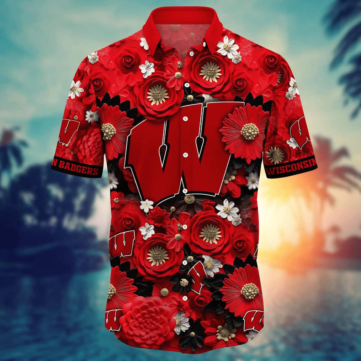 NCAA Wisconsin Badgers Hawaiian Shirt Summer Gift For Friend NCAA Wisconsin Badgers Hawaiian Shirt Summer Gift For Friend
