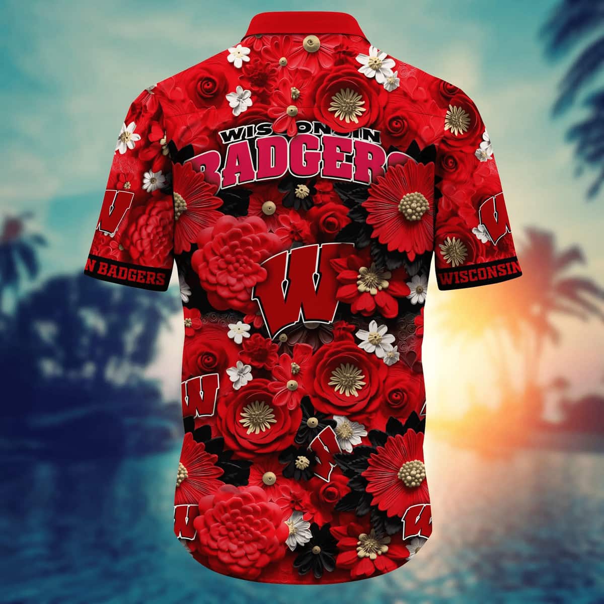NCAA Wisconsin Badgers Hawaiian Shirt Summer Gift For Friend NCAA Wisconsin Badgers Hawaiian Shirt Summer Gift For Friend