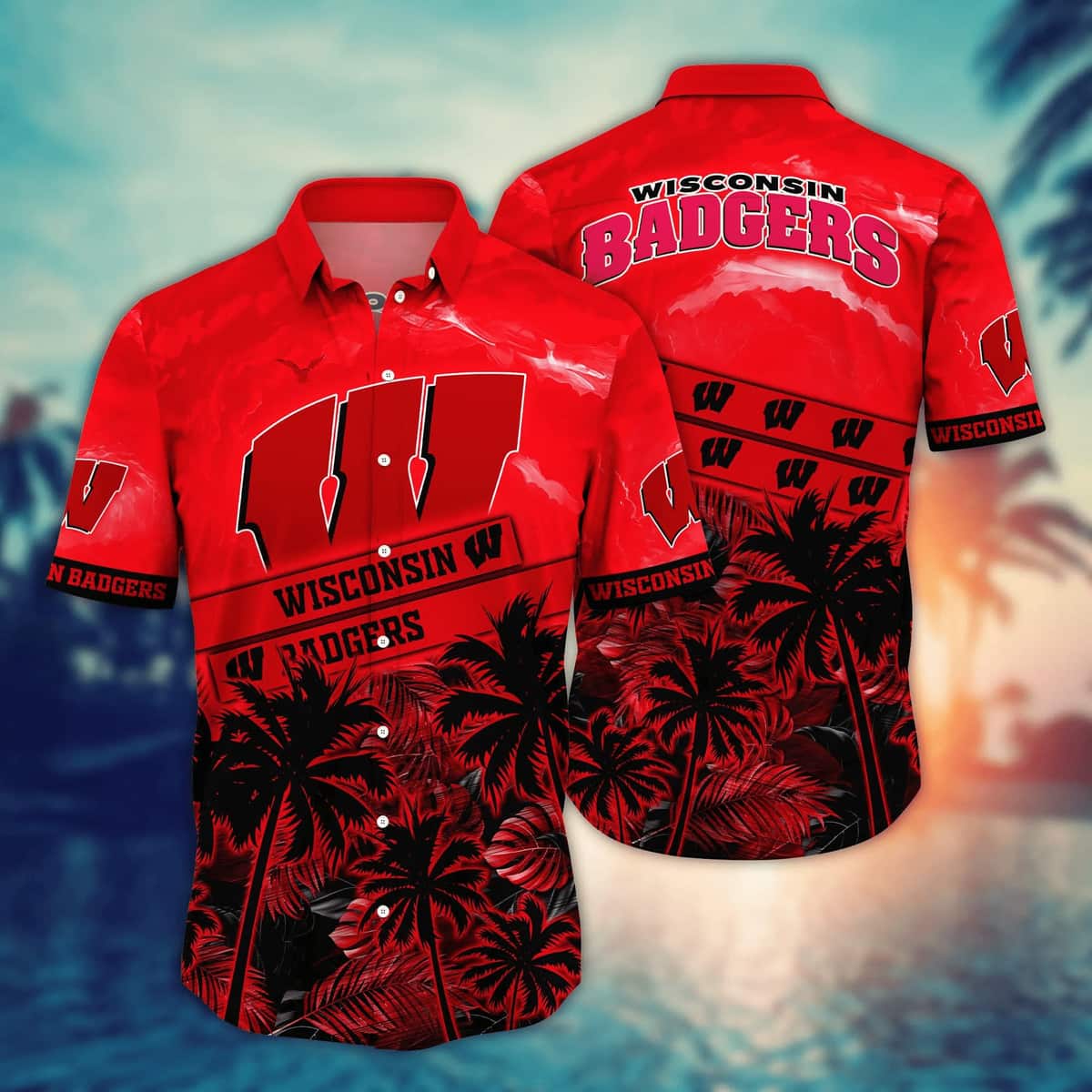 Vintage Aloha NCAA Wisconsin Badgers Hawaiian Shirt Beach Gift For Friend