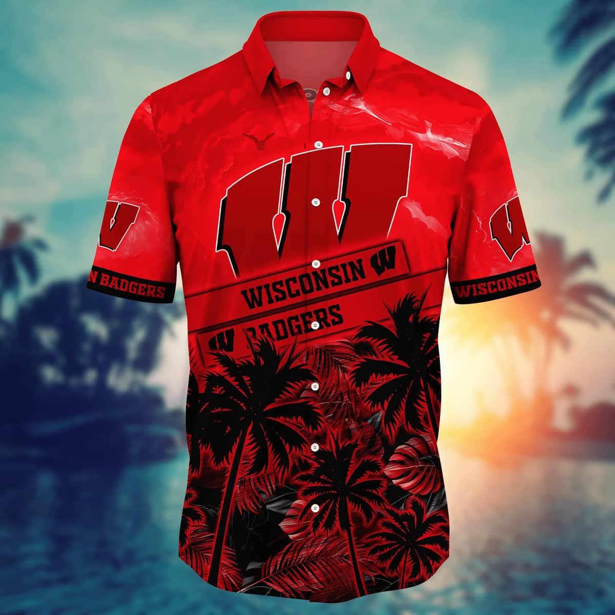 Vintage Aloha NCAA Wisconsin Badgers Hawaiian Shirt Beach Gift For Friend Vintage Aloha NCAA Wisconsin Badgers Hawaiian Shirt Beach Gift For Friend
