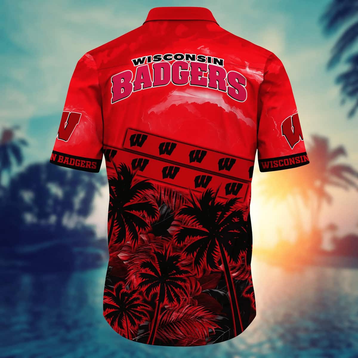Vintage Aloha NCAA Wisconsin Badgers Hawaiian Shirt Beach Gift For Friend Vintage Aloha NCAA Wisconsin Badgers Hawaiian Shirt Beach Gift For Friend