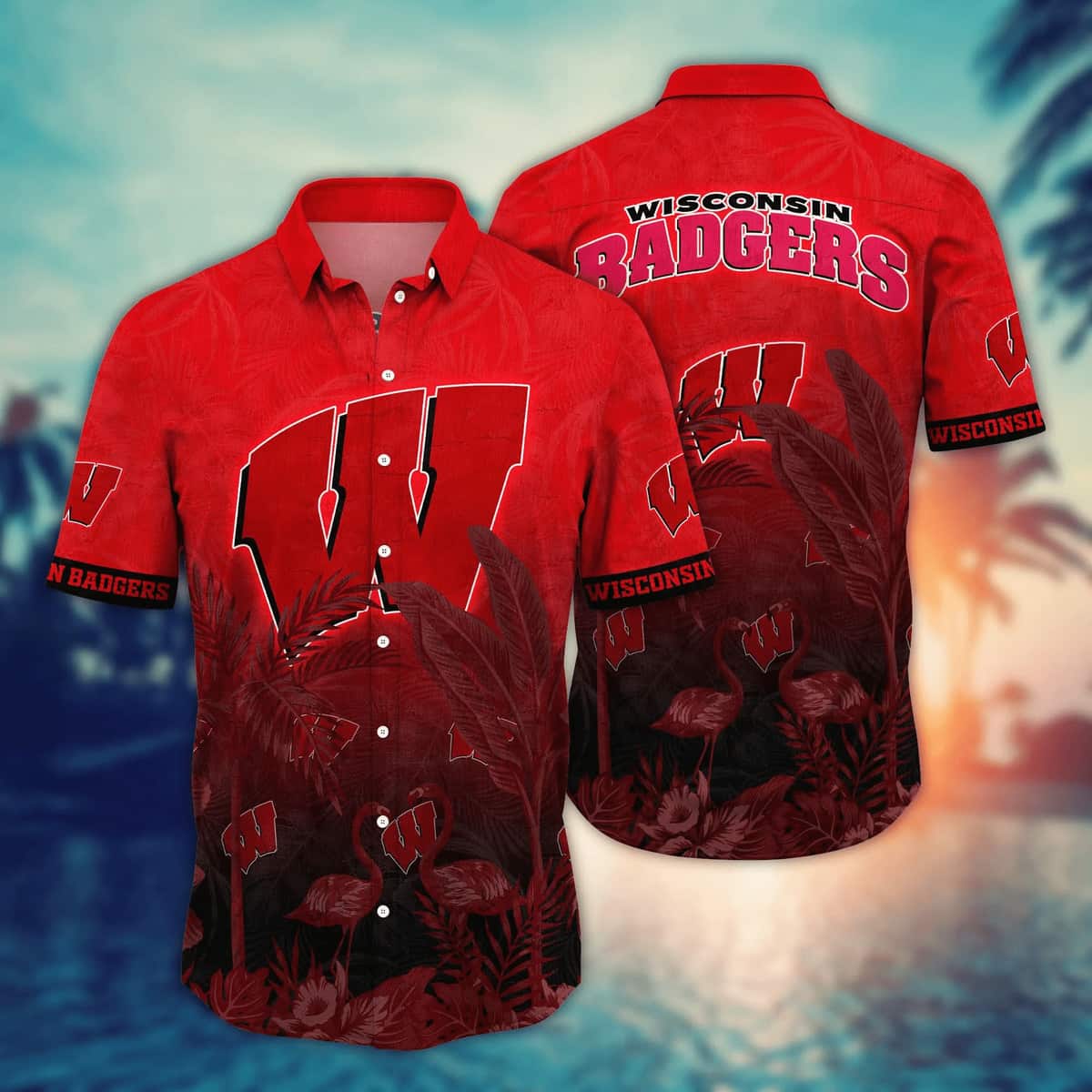 Flamingo Aloha NCAA Wisconsin Badgers Hawaiian Shirt Trendy Summer Gift