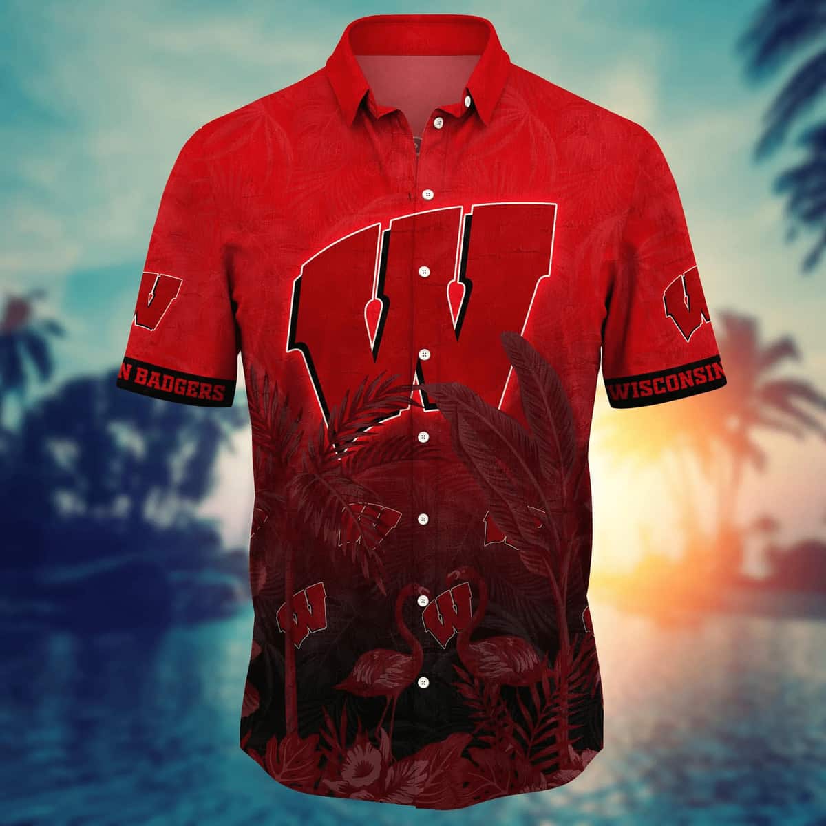Flamingo Aloha NCAA Wisconsin Badgers Hawaiian Shirt Trendy Summer Gift Flamingo Aloha NCAA Wisconsin Badgers Hawaiian Shirt Trendy Summer Gift