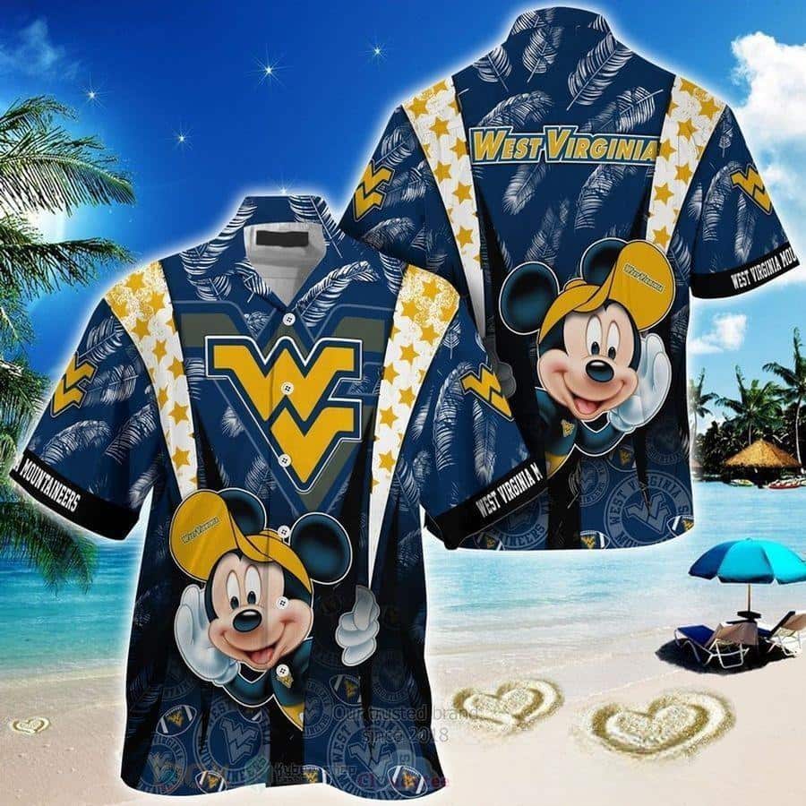 Mickey Mouse Disney NCAA West Virginia Mountaineers WVU Hawaiian Shirt Best Beach Gift Mickey Mouse Disney NCAA West Virginia Mountaineers WVU Hawaiian Shirt Best Beach Gift