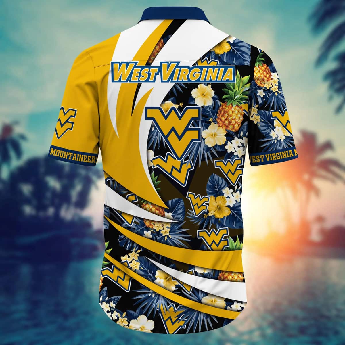 NCAA West Virginia Mountaineers WVU Hawaiian Shirt Pineapple Pattern NCAA West Virginia Mountaineers WVU Hawaiian Shirt Pineapple Pattern