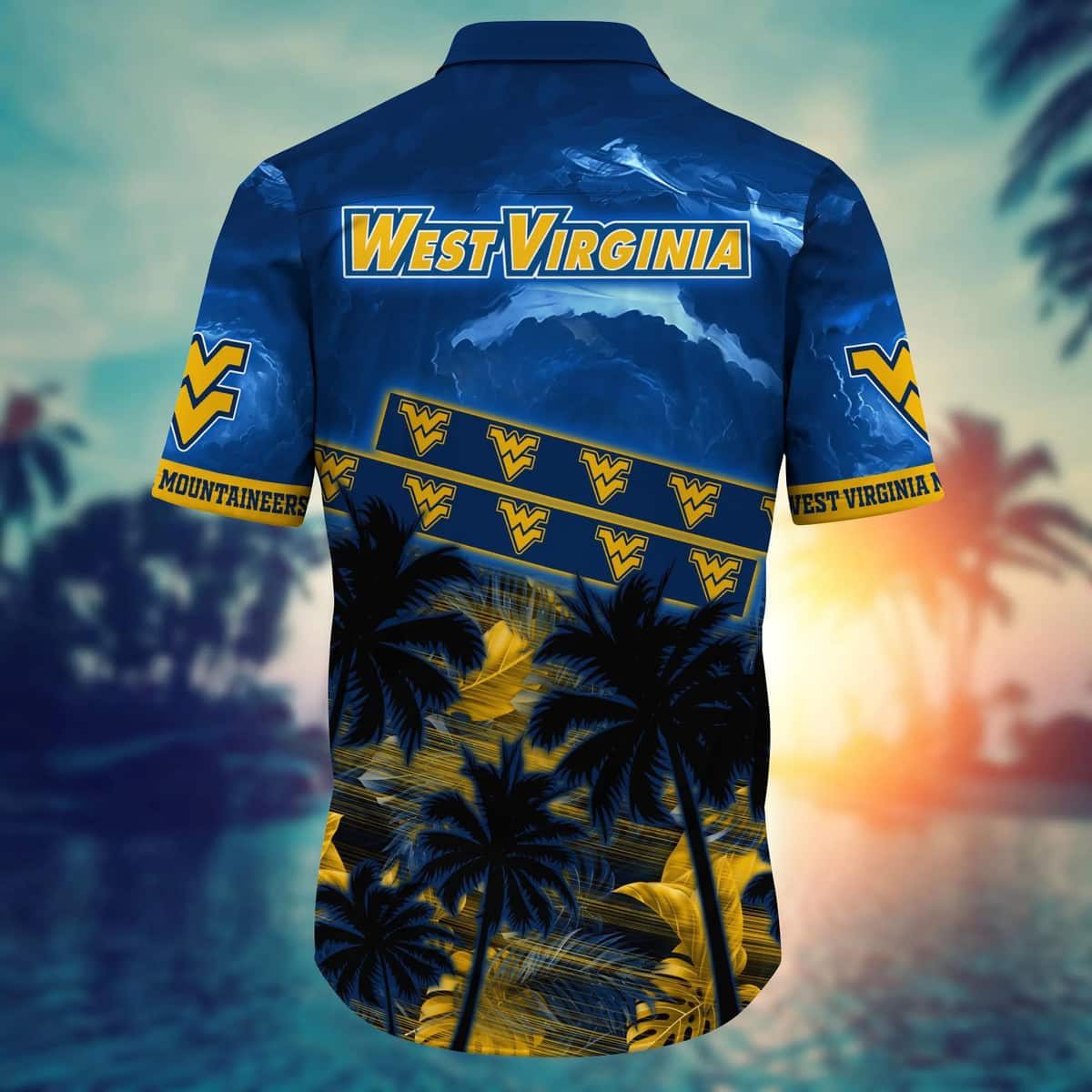 Vintage NCAA West Virginia Mountaineers WVU Hawaiian Shirt Palm Trees Vintage NCAA West Virginia Mountaineers WVU Hawaiian Shirt Palm Trees
