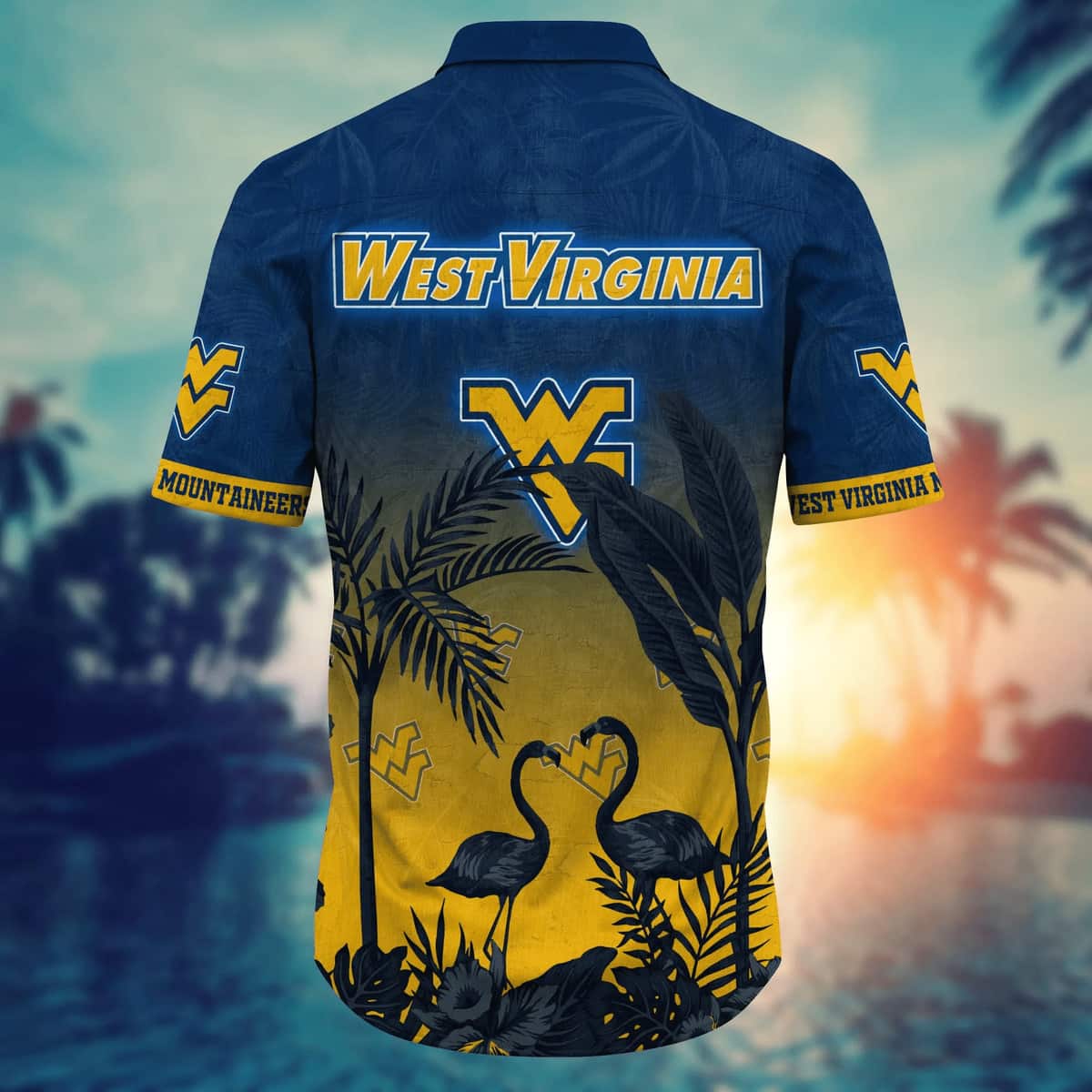 Flamingo Aloha NCAA West Virginia Mountaineers WVU Hawaiian Shirt Flamingo Aloha NCAA West Virginia Mountaineers WVU Hawaiian Shirt