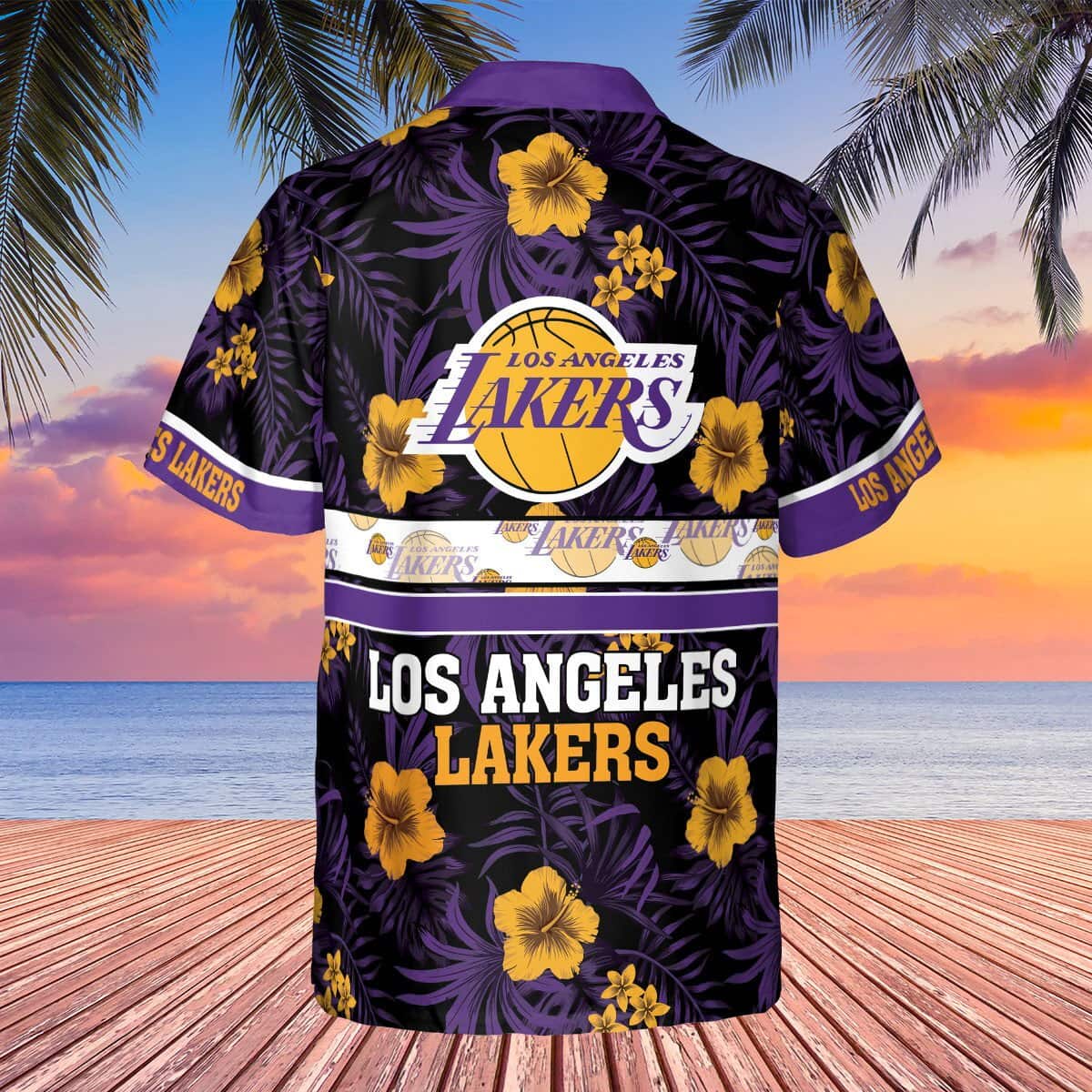 NBA Los Angeles Lakers Hawaiian Shirt Hibiscus Flowers Gift For Beach Trip NBA Los Angeles Lakers Hawaiian Shirt Hibiscus Flowers Gift For Beach Trip