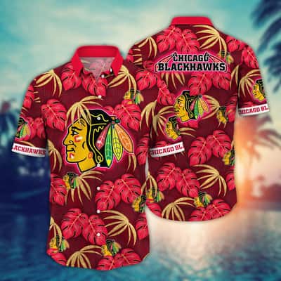 NHL Chicago Blackhawks Hawaiian Shirt Palm Leaves Gift For Beach Trip