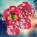 NHL Chicago Blackhawks Hawaiian Shirt White Flower Pattern Gift For Beach Trip NHL Chicago Blackhawks Hawaiian Shirt White Flower Pattern Gift For Beach Trip