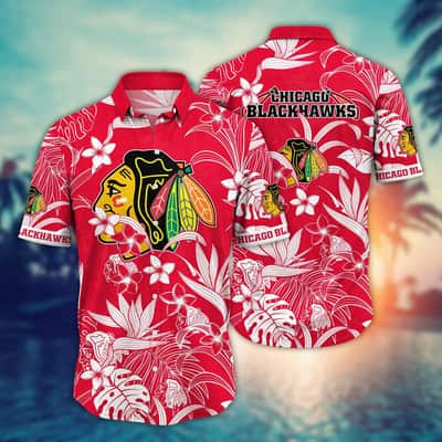 NHL Chicago Blackhawks Hawaiian Shirt White Flower Pattern Gift For Beach Trip