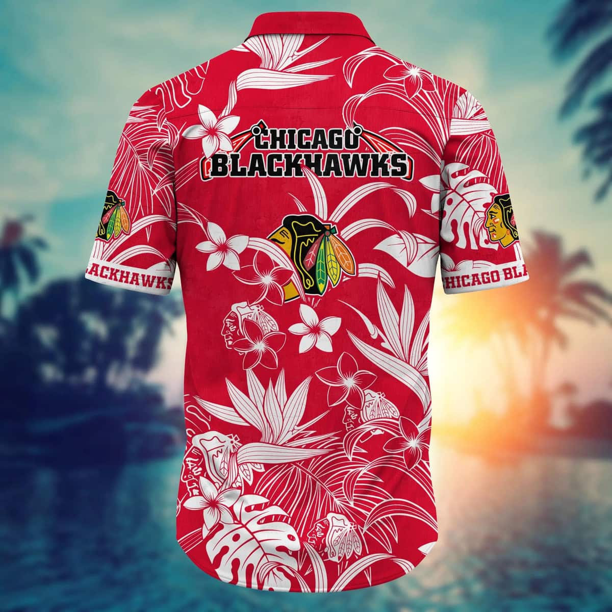 NHL Chicago Blackhawks Hawaiian Shirt White Flower Pattern Gift For Beach Trip