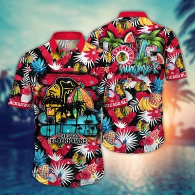 Summer Aloha NHL Chicago Blackhawks Hawaiian Shirt Tropical Fruit Pattern