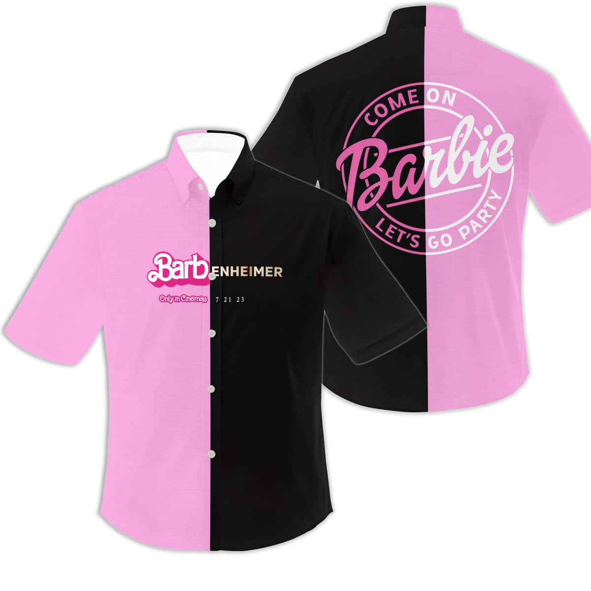 Barbenheimer Barbie Hawaiian Shirt Come On Let's Go Party Barbenheimer Barbie Hawaiian Shirt Come On Let's Go Party