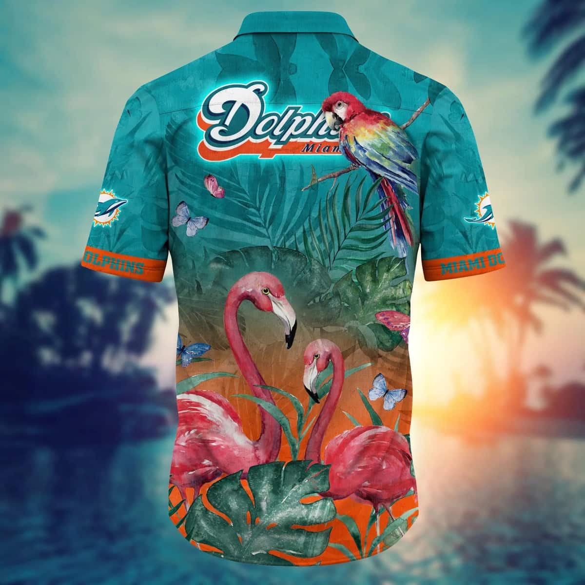 Tropical Aloha NFL Miami Dolphins Hawaiian Shirt Pink Flamingo And Palm Leaves Tropical Aloha NFL Miami Dolphins Hawaiian Shirt Pink Flamingo And Palm Leaves
