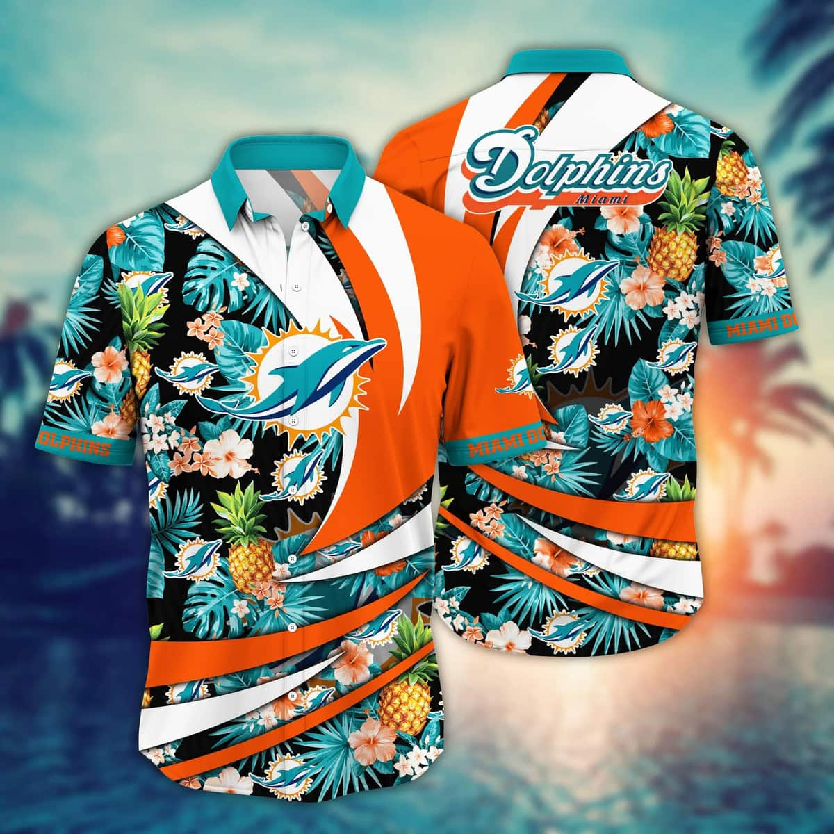 Tropical Aloha NFL Miami Dolphins Hawaiian Shirt Pineapple Pattern Beach Lovers Gift