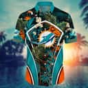 Tropical Aloha NFL Miami Dolphins Hawaiian Shirt Palm Leaves Pattern Gift For Beach Lovers