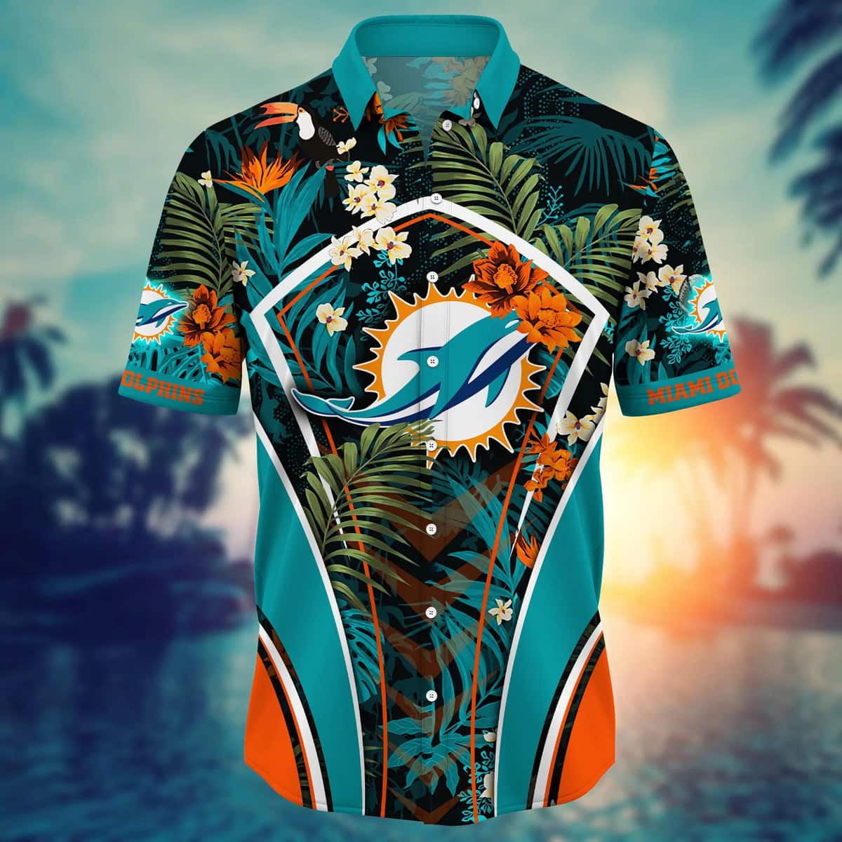 Tropical Aloha NFL Miami Dolphins Hawaiian Shirt Palm Leaves Pattern Gift For Beach Lovers Tropical Aloha NFL Miami Dolphins Hawaiian Shirt Palm Leaves Pattern Gift For Beach Lovers