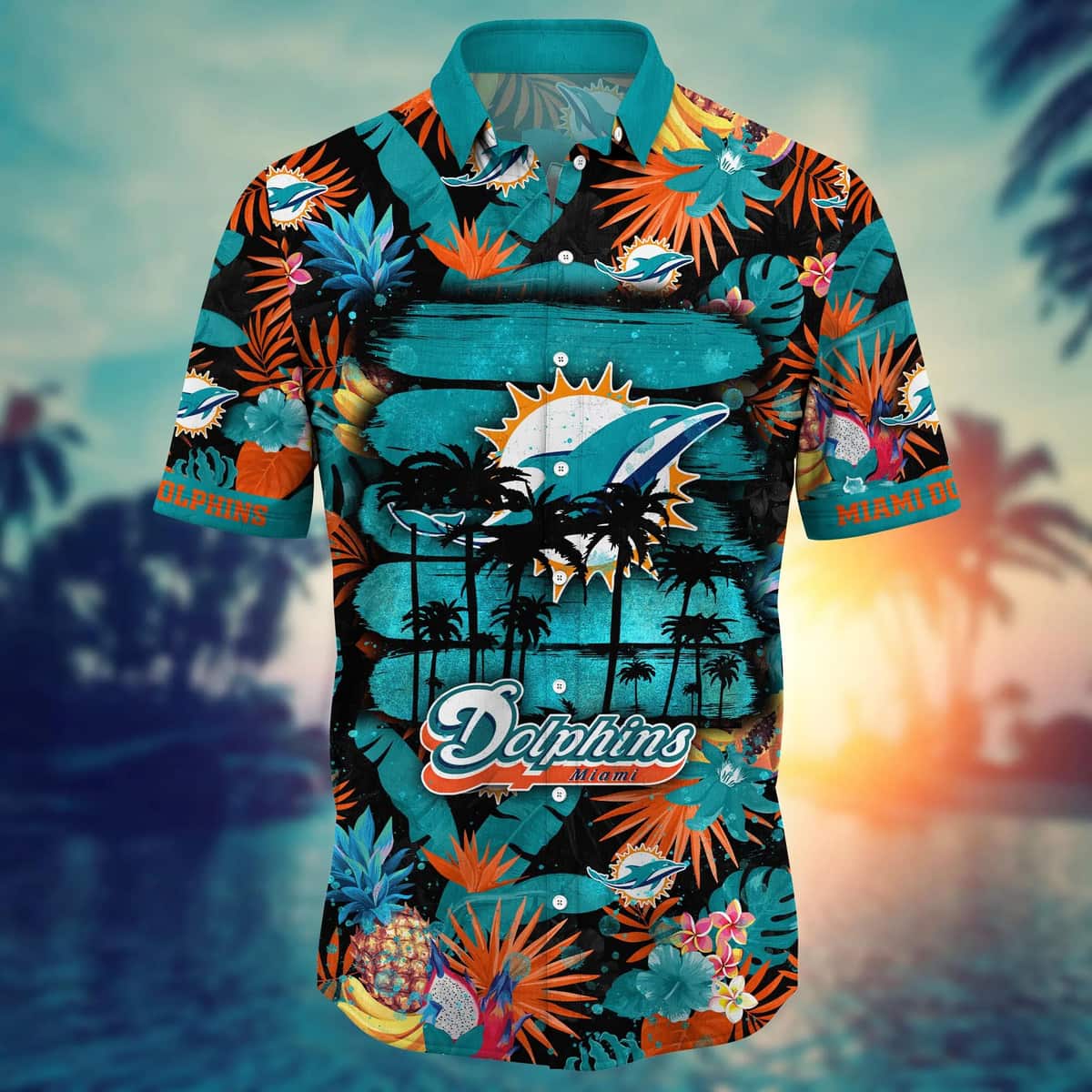 Summer Aloha NFL Miami Dolphins Hawaiian Shirt Tropical Fruit Pattern Summer Aloha NFL Miami Dolphins Hawaiian Shirt Tropical Fruit Pattern