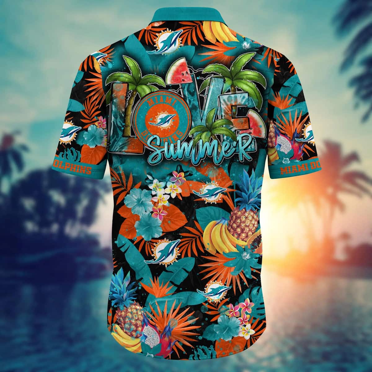 Summer Aloha NFL Miami Dolphins Hawaiian Shirt Tropical Fruit Pattern Summer Aloha NFL Miami Dolphins Hawaiian Shirt Tropical Fruit Pattern