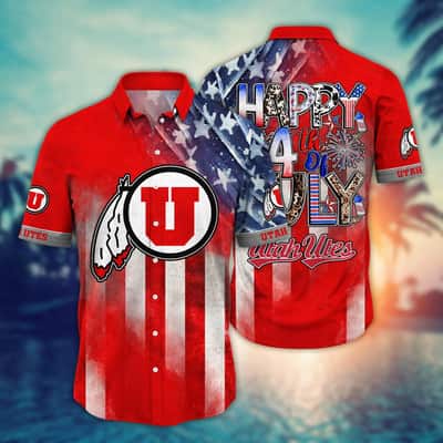 NCAA Utah Utes Hawaiian Shirt Independence Day Happy 4th Of July NCAA Utah Utes Hawaiian Shirt Independence Day Happy 4th Of July