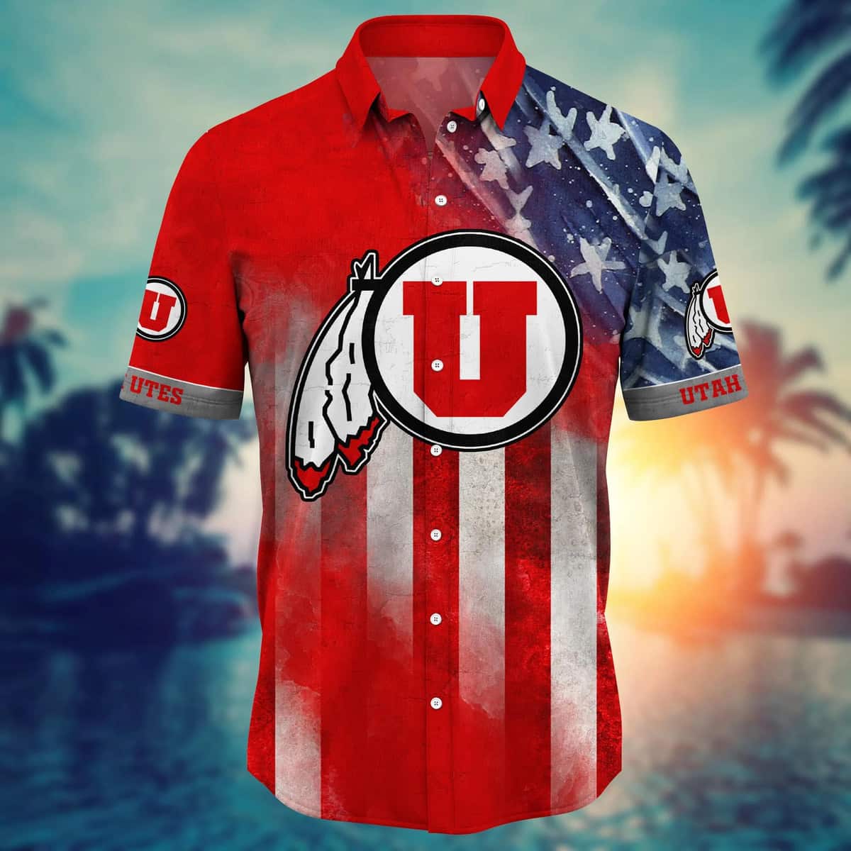 NCAA Utah Utes Hawaiian Shirt Independence Day Happy 4th Of July NCAA Utah Utes Hawaiian Shirt Independence Day Happy 4th Of July