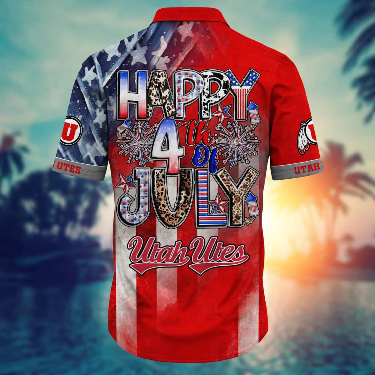 NCAA Utah Utes Hawaiian Shirt Independence Day Happy 4th Of July NCAA Utah Utes Hawaiian Shirt Independence Day Happy 4th Of July