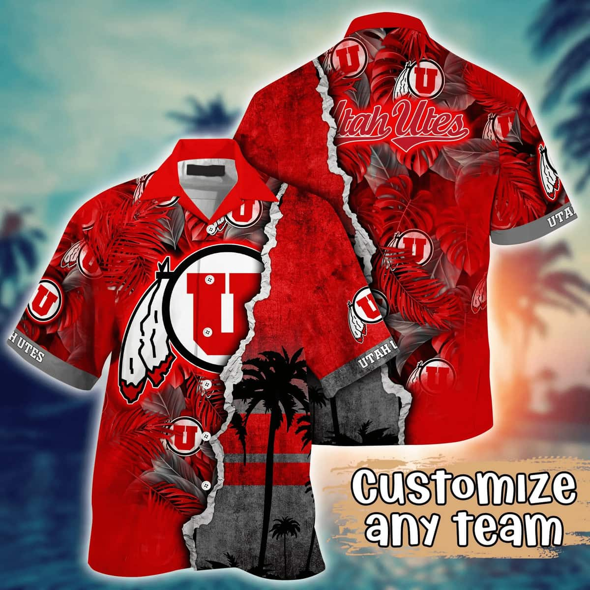 Vintage Aloha NCAA Utah Utes Hawaiian Shirt Custom Name Gift For Beach Trip