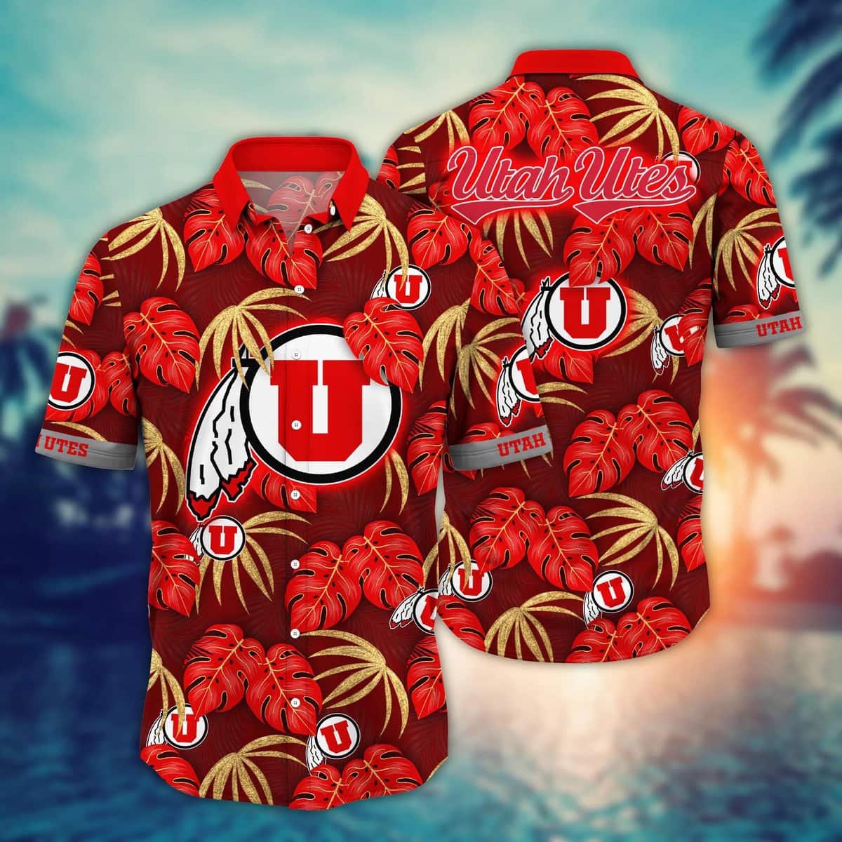 NCAA Utah Utes Hawaiian Shirt Palm Leaves Pattern Trendy Summer Gift NCAA Utah Utes Hawaiian Shirt Palm Leaves Pattern Trendy Summer Gift