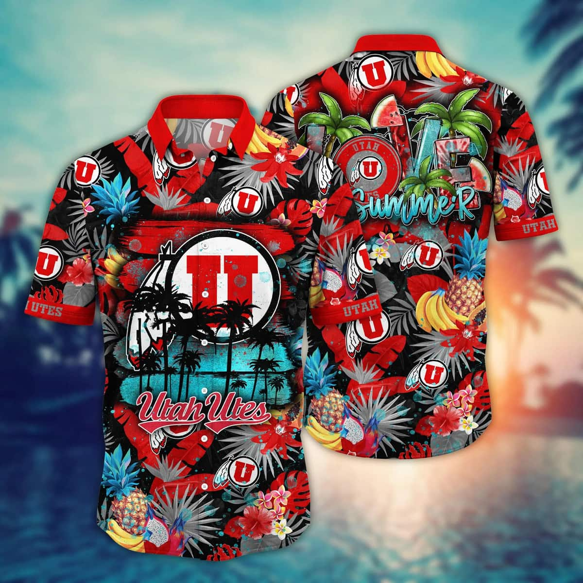 Aloha NCAA Utah Utes Hawaiian Shirt Tropical Fruit Pattern Summer Vacation Gift