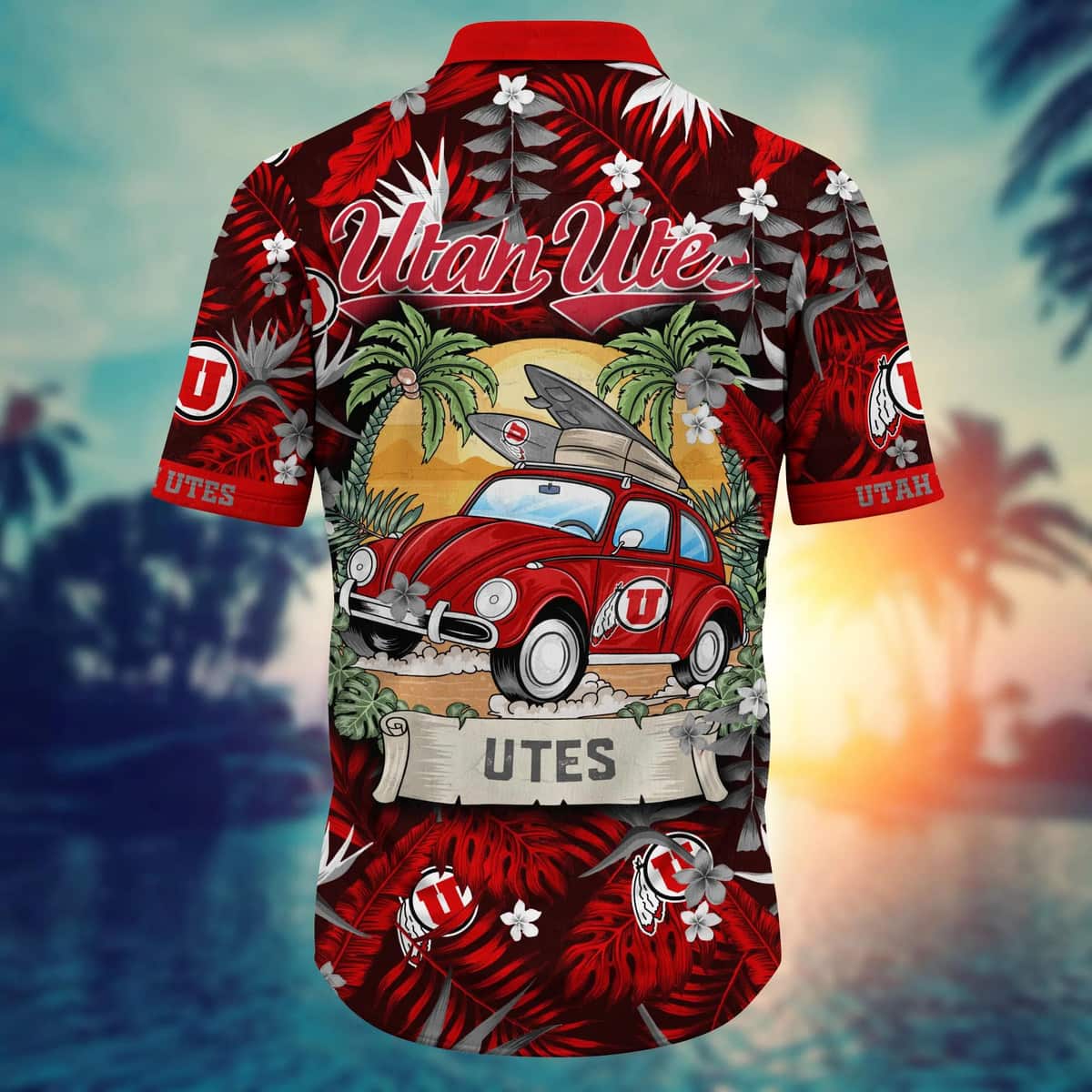 NCAA Utah Utes Hawaiian Shirt Tropical Palm Leaves NCAA Utah Utes Hawaiian Shirt Tropical Palm Leaves