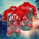 NCAA Utah Utes Hawaiian Shirt Pink Flamingo And Palm Leaves Gift For Beach Lovers NCAA Utah Utes Hawaiian Shirt Pink Flamingo And Palm Leaves Gift For Beach Lovers