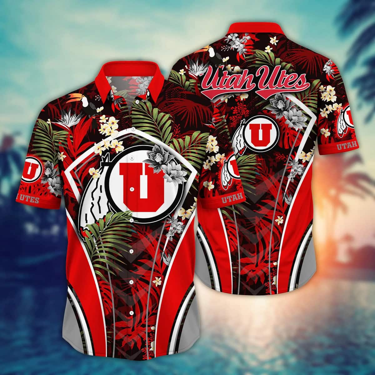 NCAA Utah Utes Hawaiian Shirt Tropical Palm Leaves Beach Gift For Friend NCAA Utah Utes Hawaiian Shirt Tropical Palm Leaves Beach Gift For Friend
