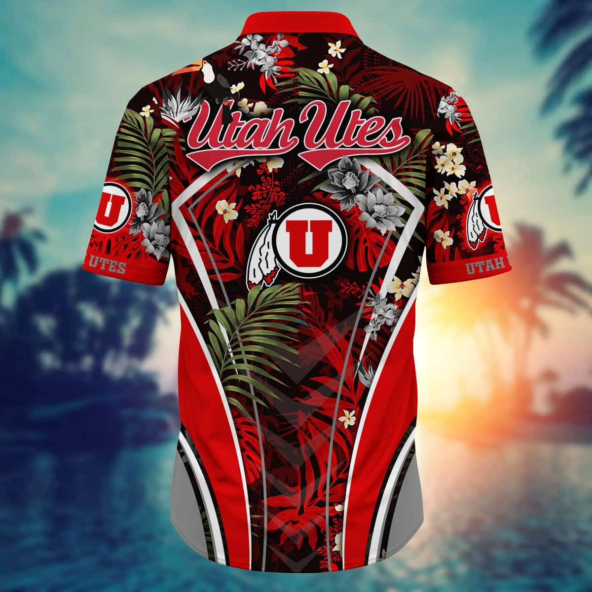 NCAA Utah Utes Hawaiian Shirt Tropical Palm Leaves Beach Gift For Friend NCAA Utah Utes Hawaiian Shirt Tropical Palm Leaves Beach Gift For Friend