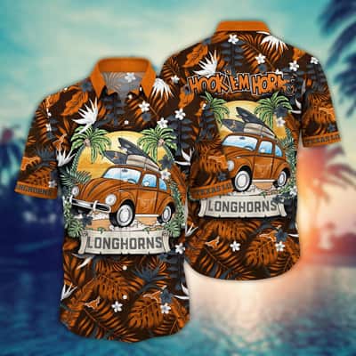 NCAA Texas Longhorns Hawaiian Shirt Tropical Palm Leaves Beach Lovers Gift NCAA Texas Longhorns Hawaiian Shirt Tropical Palm Leaves Beach Lovers Gift