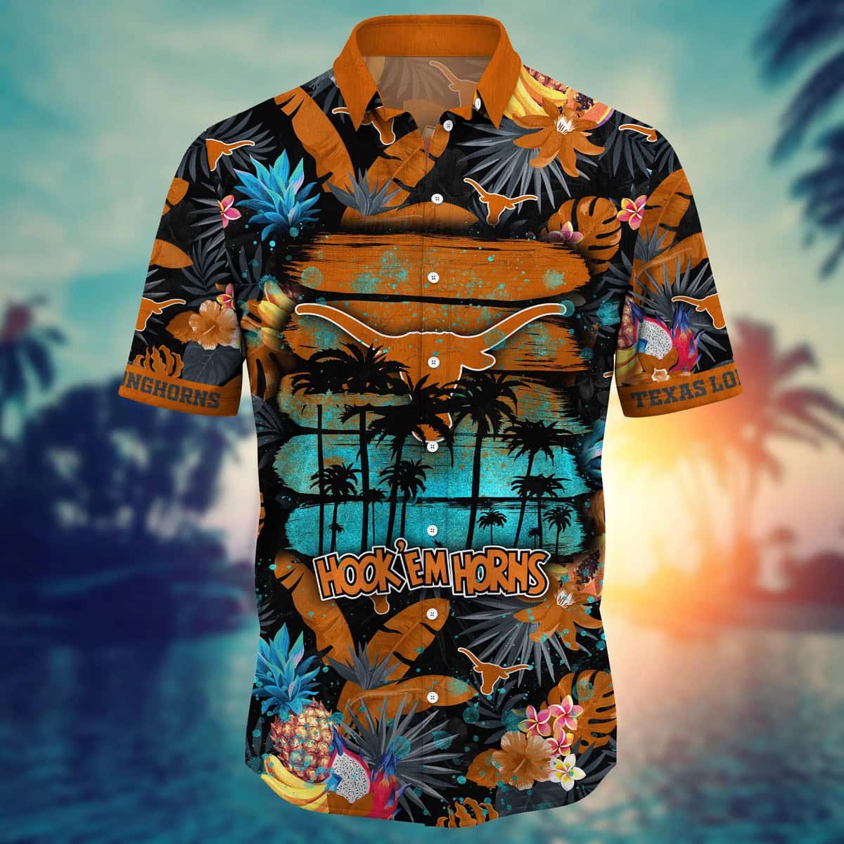 Summer Aloha NCAA Texas Longhorns Hawaiian Shirt Tropical Fruit Pattern Summer Aloha NCAA Texas Longhorns Hawaiian Shirt Tropical Fruit Pattern