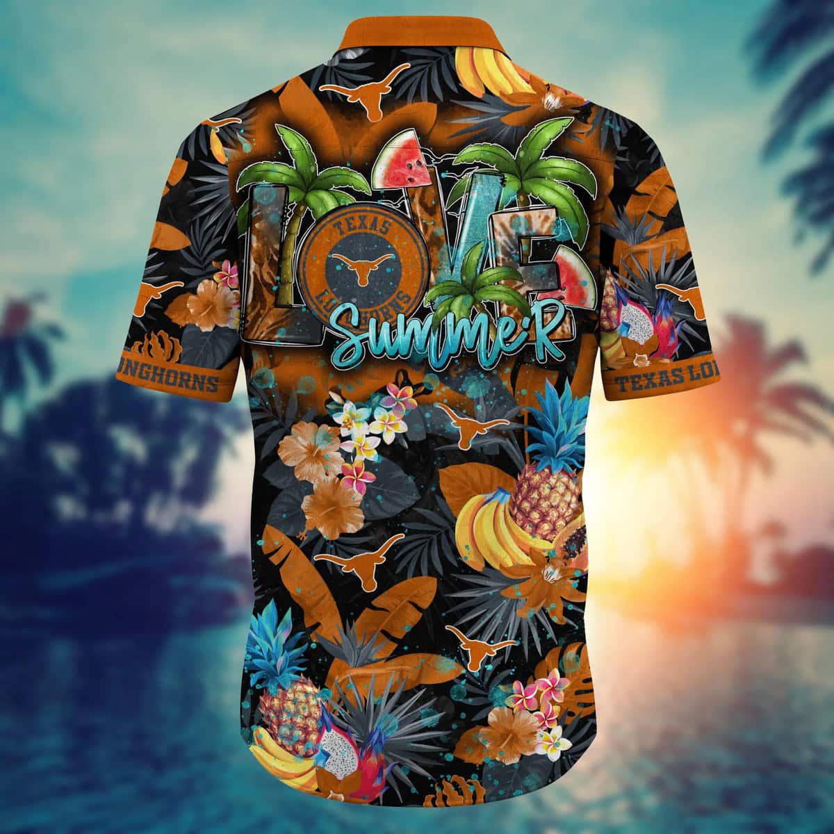 Summer Aloha NCAA Texas Longhorns Hawaiian Shirt Tropical Fruit Pattern Summer Aloha NCAA Texas Longhorns Hawaiian Shirt Tropical Fruit Pattern