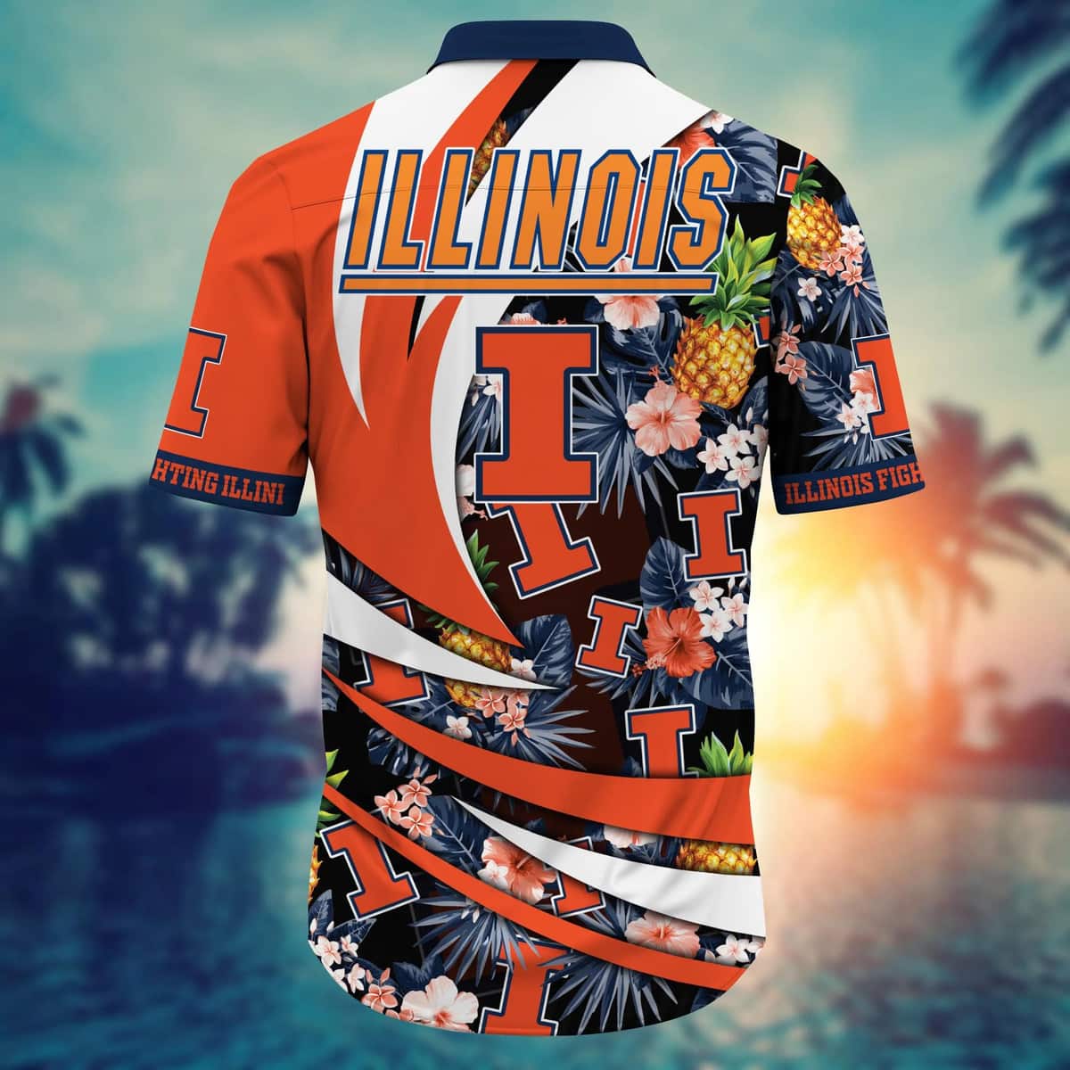 NCAA Illinois Fighting Illini Hawaiian Shirt Tropical Fruit Pattern Beach Lovers Gift NCAA Illinois Fighting Illini Hawaiian Shirt Tropical Fruit Pattern Beach Lovers Gift