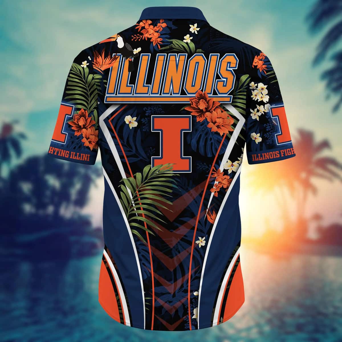 NCAA Illinois Fighting Illini Hawaiian Shirt Palm Leaves Pattern NCAA Illinois Fighting Illini Hawaiian Shirt Palm Leaves Pattern